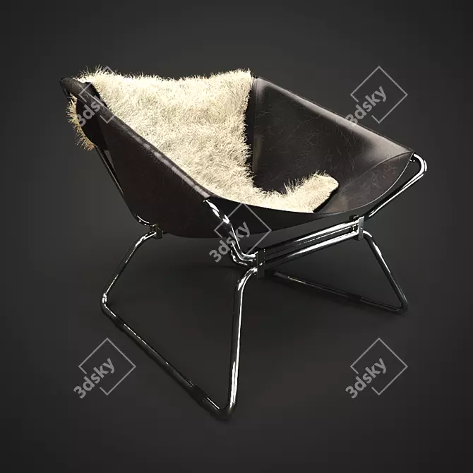 Luxury Leather Chair with Fur Accent 3D model image 1