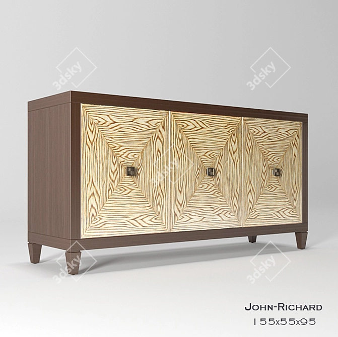 Handcrafted Acacia Wood Buffet 3D model image 1