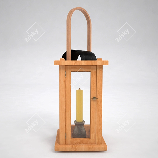 Antique American Lantern with Candle 3D model image 1