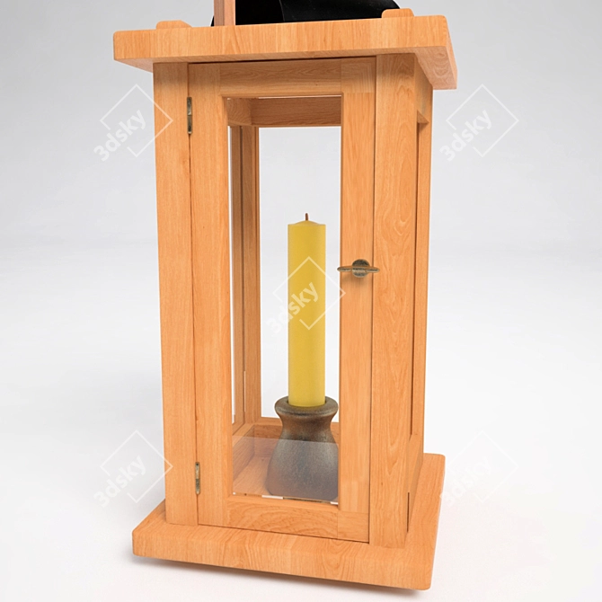 Antique American Lantern with Candle 3D model image 2