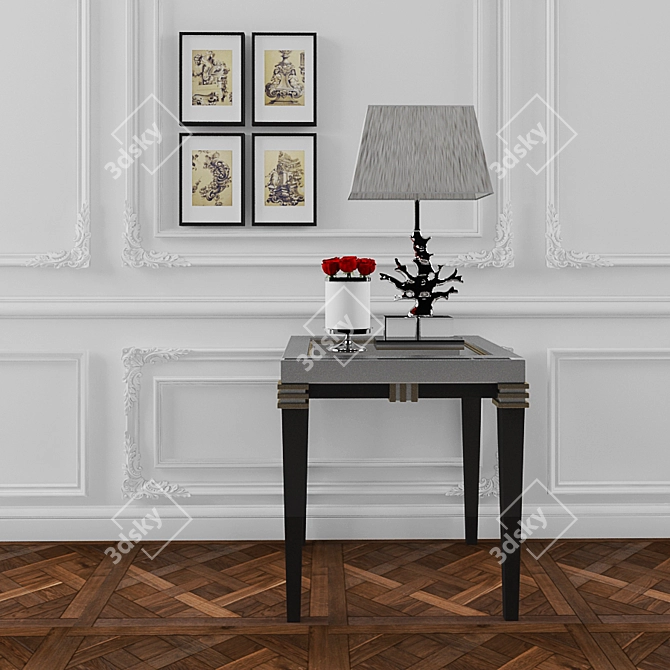 Elegant Table Lamp & Decor Set 3D model image 1
