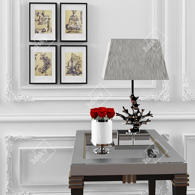 Elegant Table Lamp & Decor Set 3D model image 2