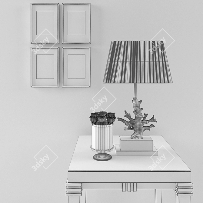 Elegant Table Lamp & Decor Set 3D model image 3