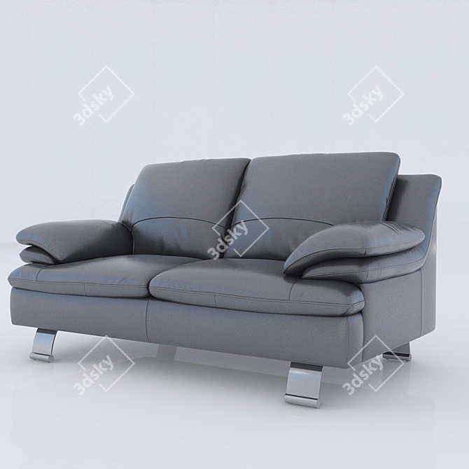 Black Leather Sofa 3D model image 1