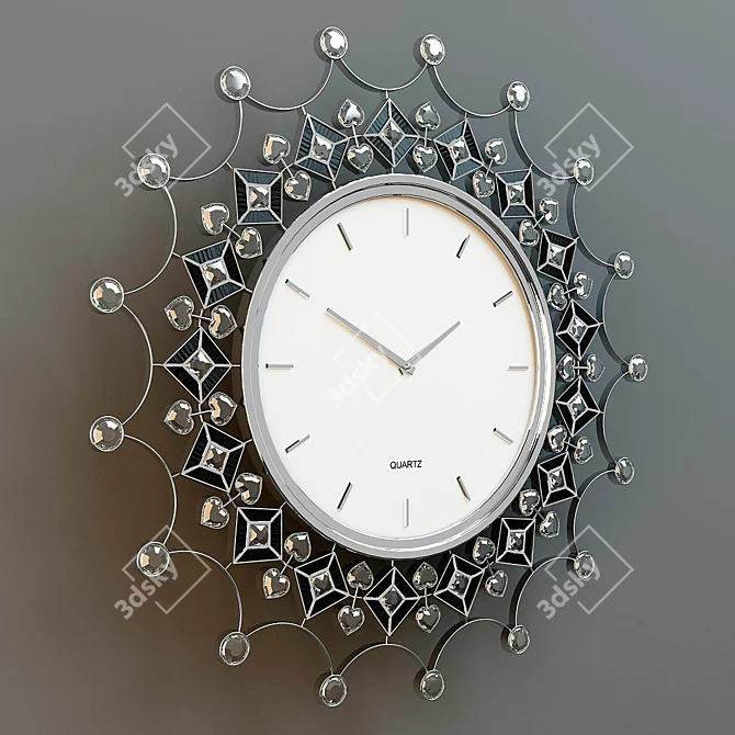 Elegant Chrome Wall Clock 3D model image 1