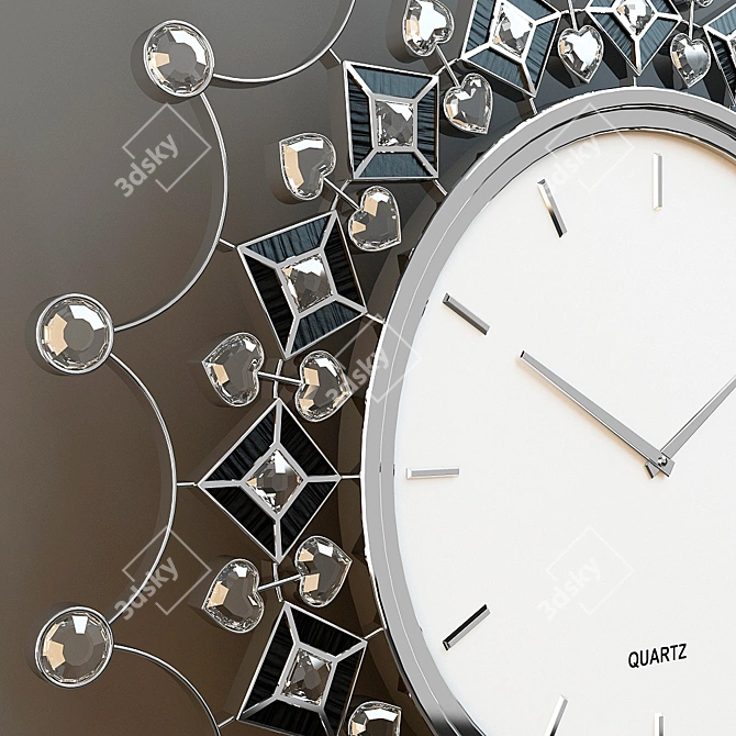 Elegant Chrome Wall Clock 3D model image 2