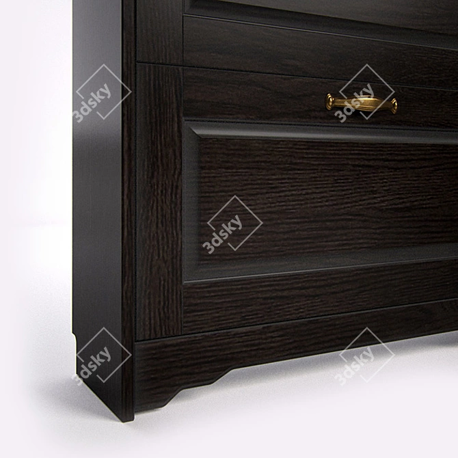 Classic Dark Wood Entryway Set 3D model image 2