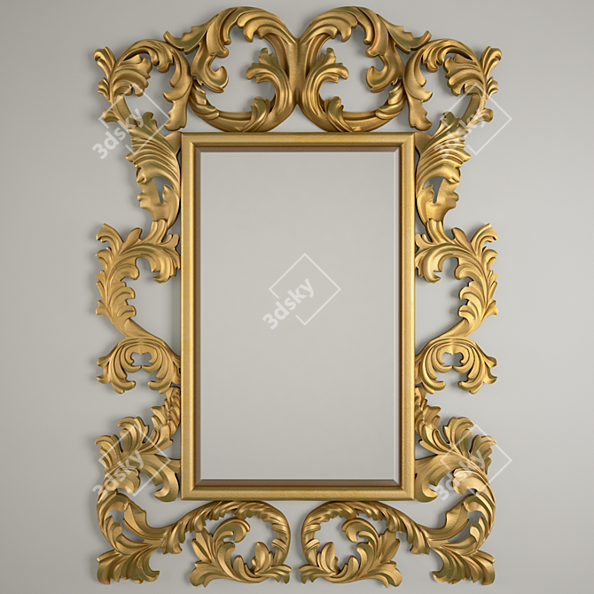 Golden Classic Mirror 3D model image 1