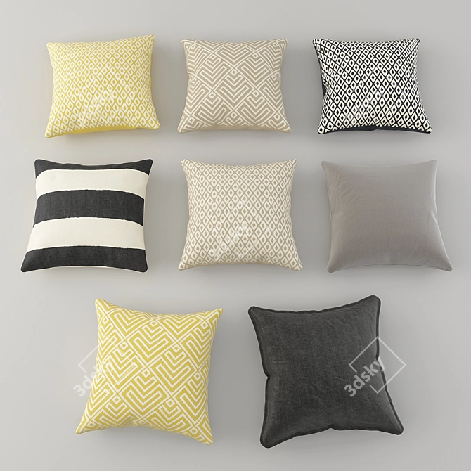 Luxury Cushion Set: H&M Home 3D model image 2