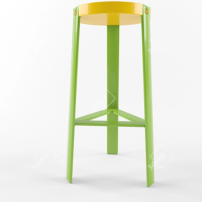 UNO Metal and Plywood Bar Chair 3D model image 3