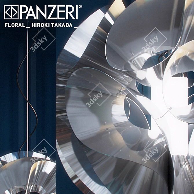 Panzeri Floral Hanging Lamp 3D model image 2