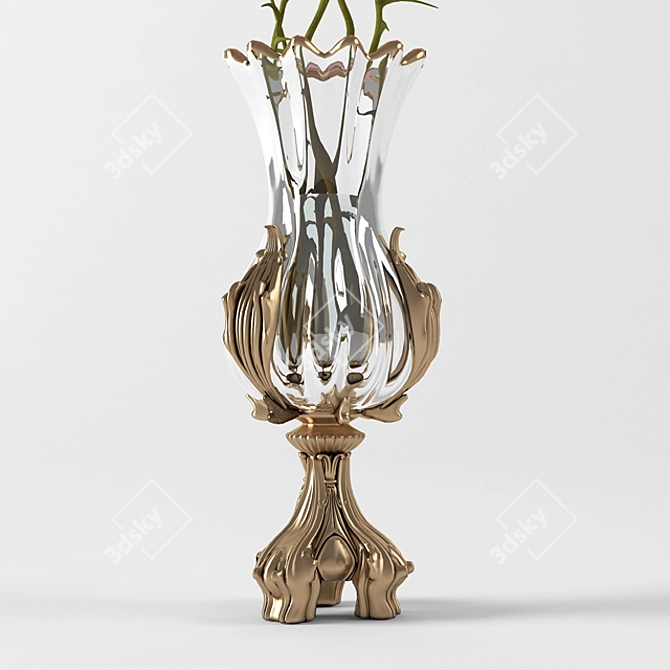 Charming Garden Roses in Elegant Vase 3D model image 2