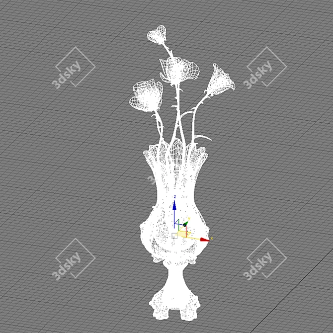 Charming Garden Roses in Elegant Vase 3D model image 3