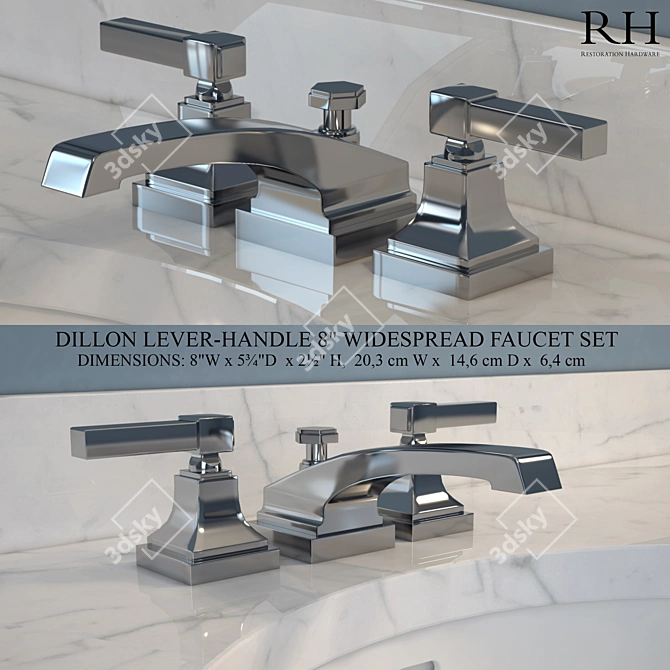 Dillon Lever-Handle Chrome Faucet 3D model image 1