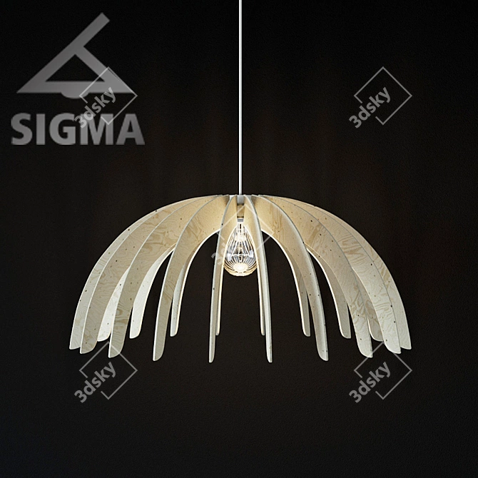 Eco Wood Suspension Lamp 3D model image 1
