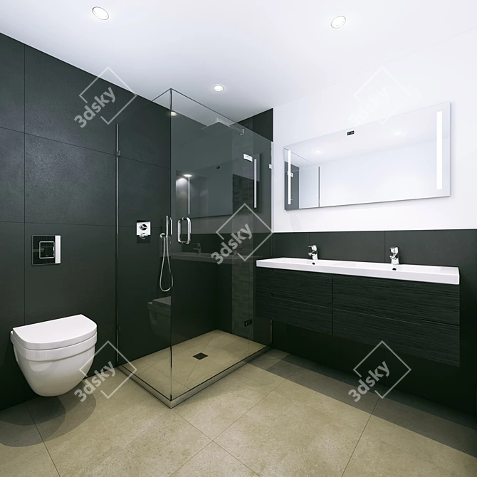 Modern Bathroom Set 3D model image 1
