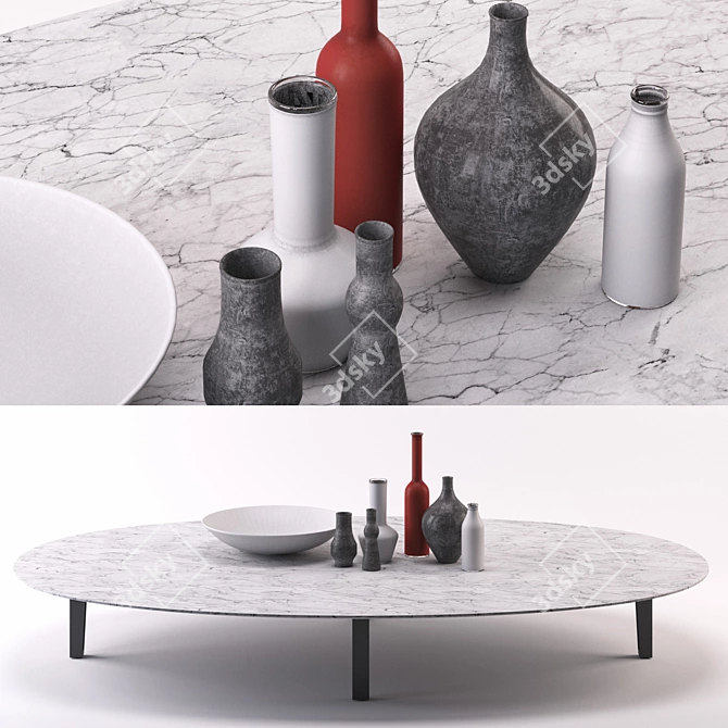 Modern Concrete Decor Set 3D model image 1