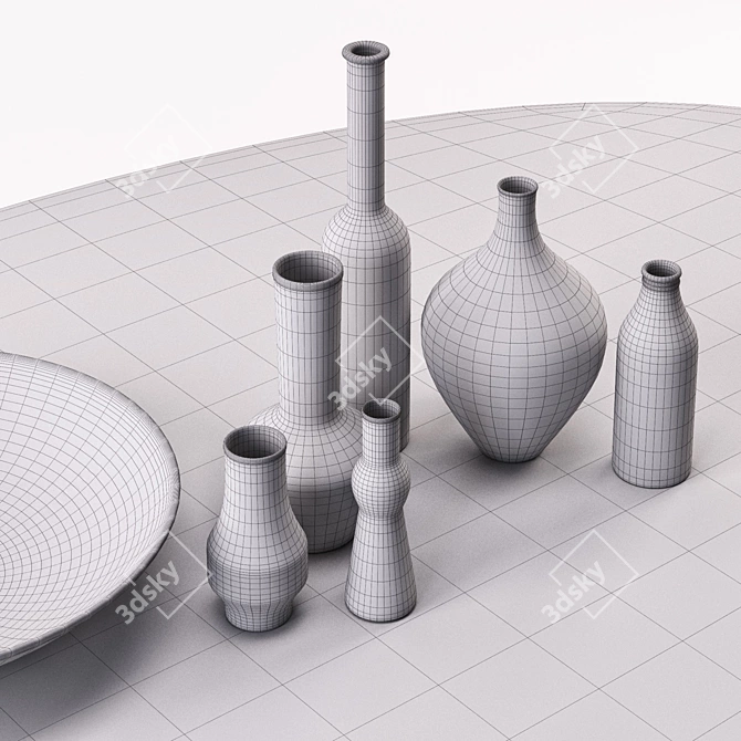 Modern Concrete Decor Set 3D model image 2