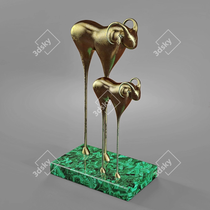 Rustic Metal Buffalo Sculpture 3D model image 1