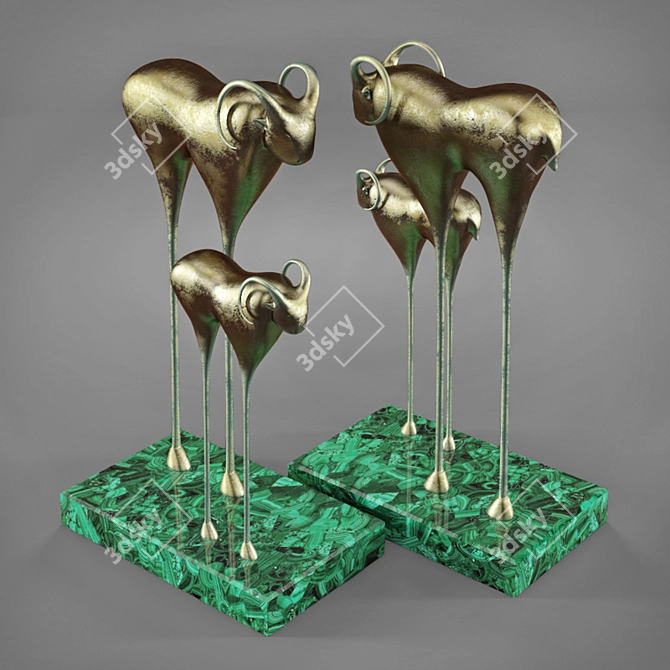 Rustic Metal Buffalo Sculpture 3D model image 2