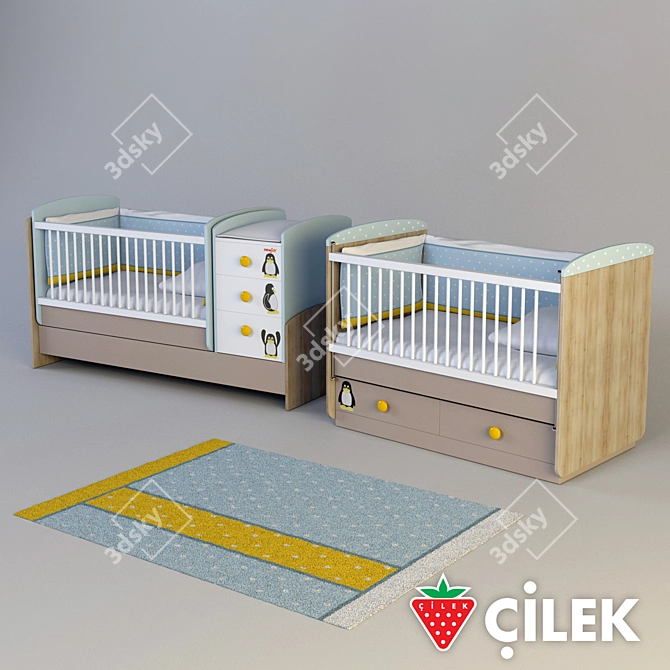 Cilek Blue Peny Children's Furniture Set 3D model image 3