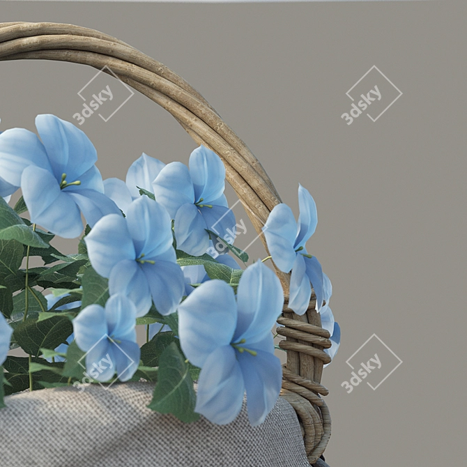 Yellow and Blue Floral Basket 3D model image 3