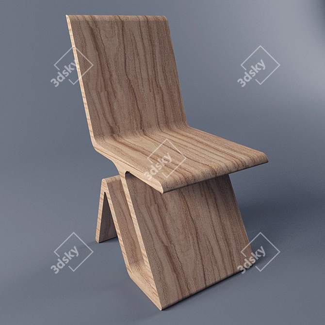 Modern Wooden Chair 3D model image 1