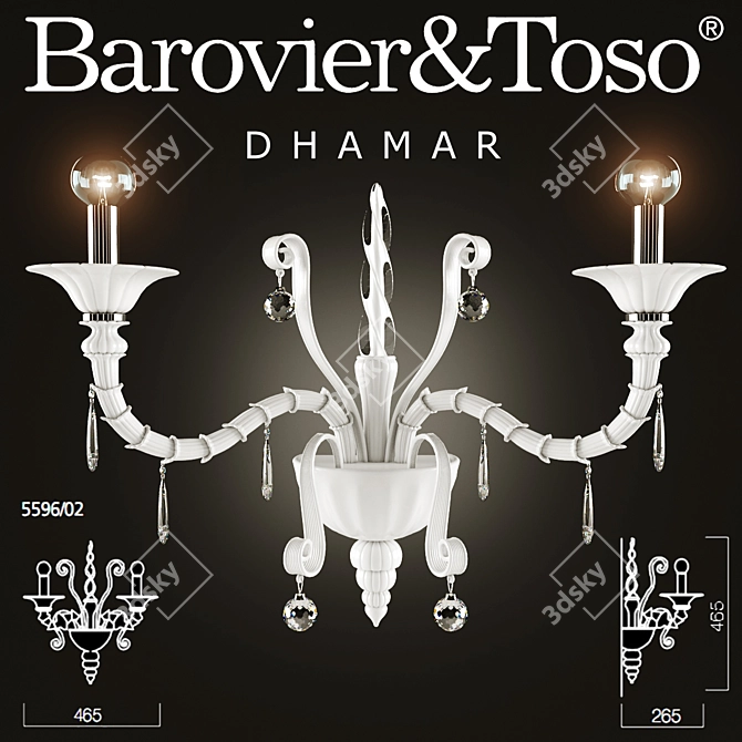 Elegant Barovier White Wall Light 3D model image 1