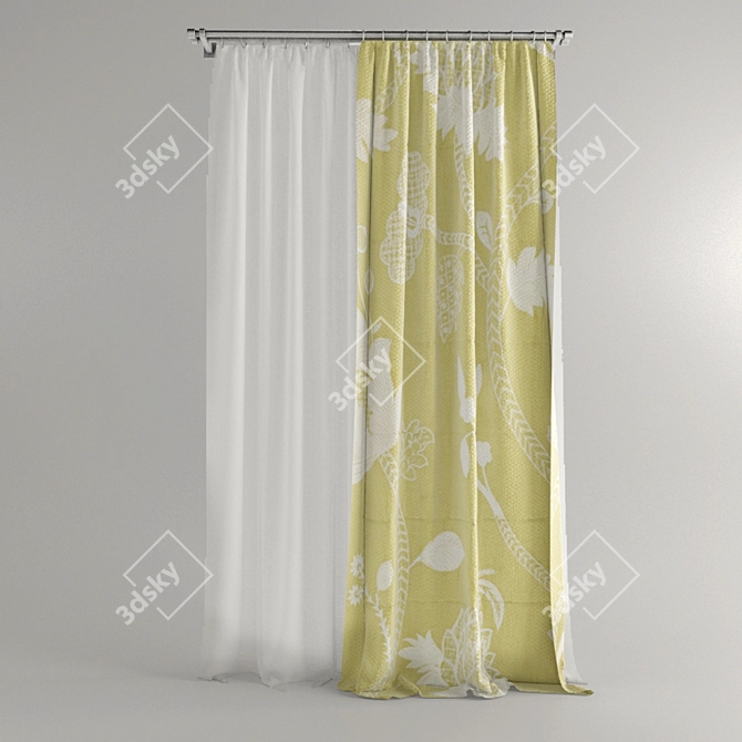 Straight Curtain - Elegant Home Décor 3D model image 1