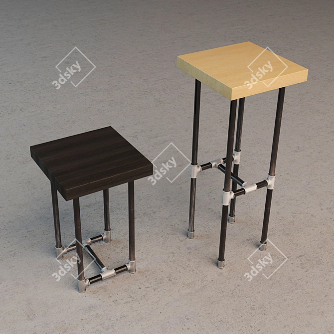 Industrial-style Stool: Functional & Stylish 3D model image 1