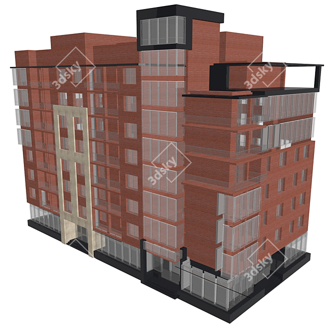 Modern Multi-storey Residential Building 3D model image 1