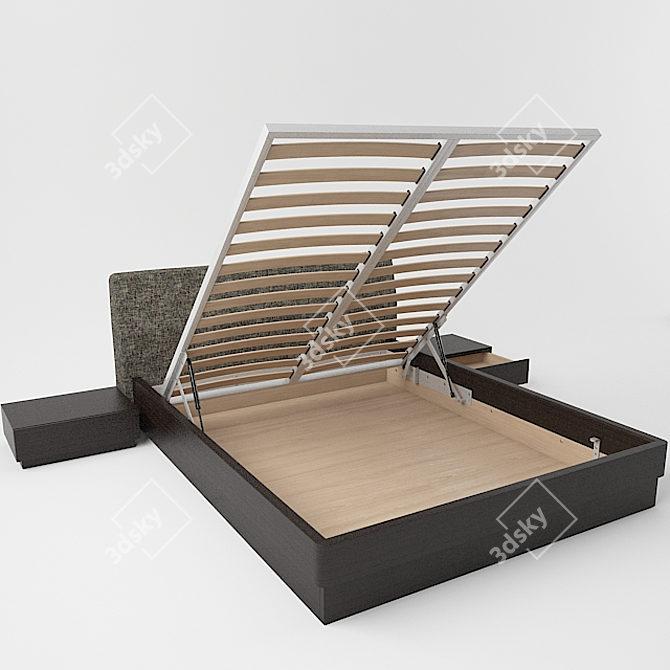 Versatile Bed & Nightstand Combo 3D model image 1