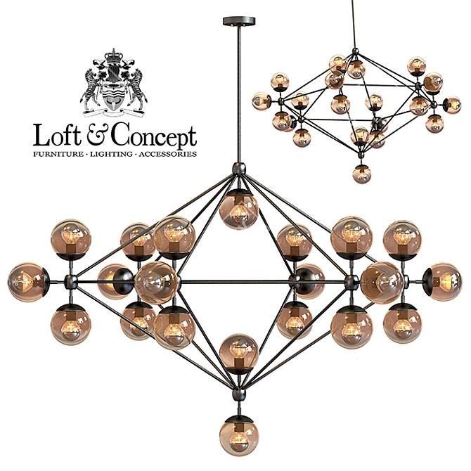 21-Globe Modo Chandelier: Modern Loft Industrial Lighting 3D model image 1