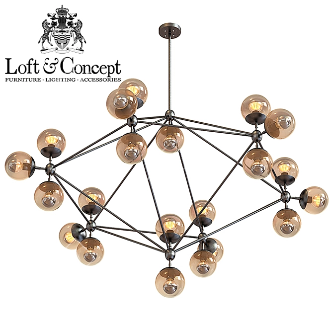 21-Globe Modo Chandelier: Modern Loft Industrial Lighting 3D model image 2