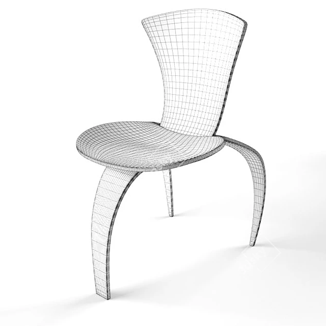 Title: AERO Elegant Wooden Chair 3D model image 3