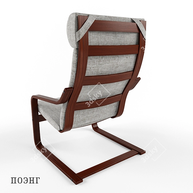 Classic Brown Armchair - Isunda Grey 3D model image 2