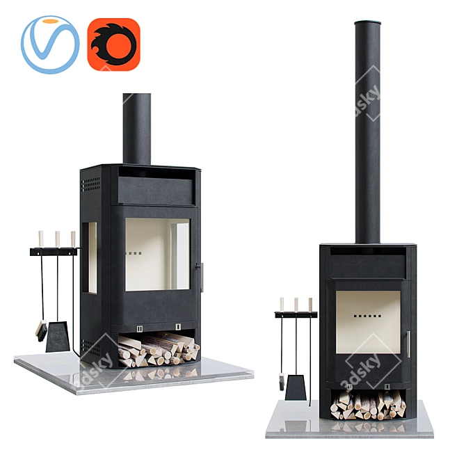 Meta 3D Dnepr Stove: Efficient Heating for Homes 3D model image 1