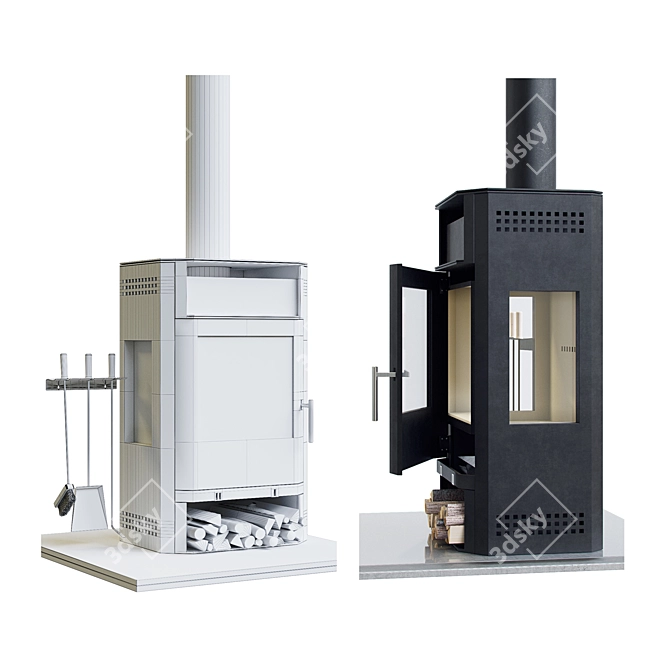Meta 3D Dnepr Stove: Efficient Heating for Homes 3D model image 3