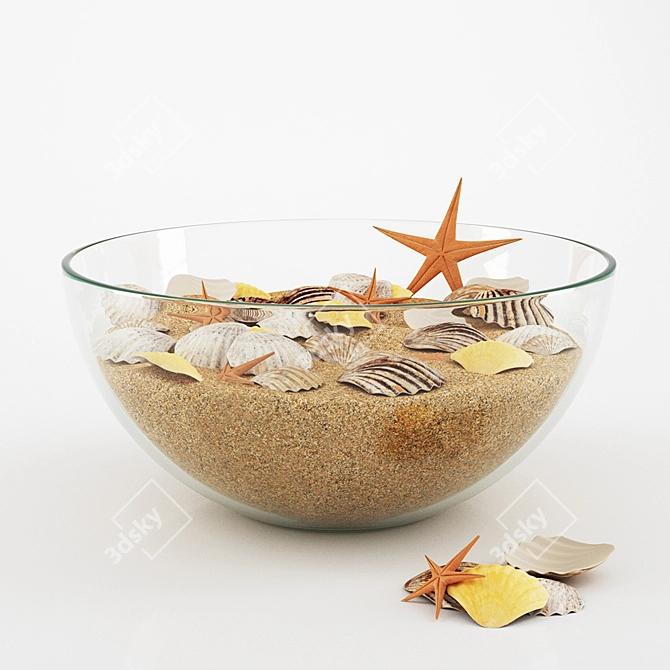 Ocean Treasures: Seashells in a Vase 3D model image 1