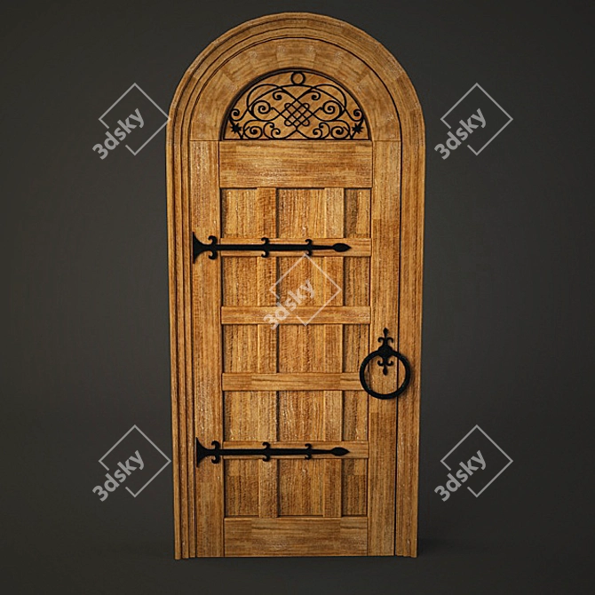 Elegant Arched Wine Room Door 3D model image 1