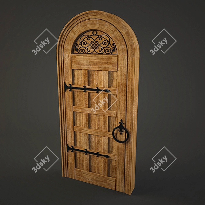 Elegant Arched Wine Room Door 3D model image 2