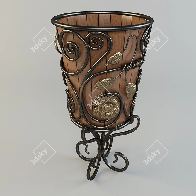 Handcrafted Iron Pot or Vase 3D model image 1