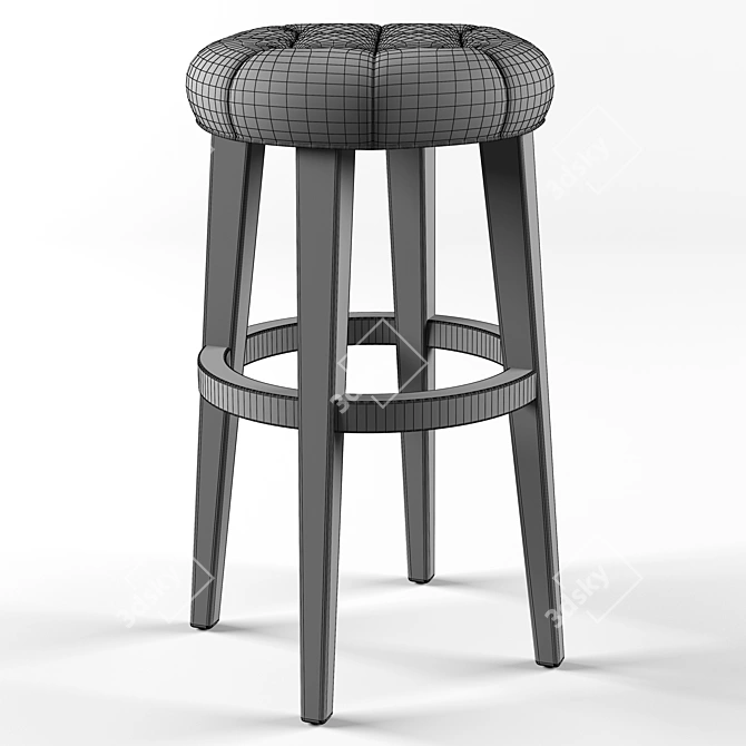 Sleek Leather Round Barstool 3D model image 2