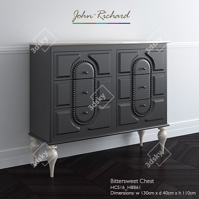 Elegant Carved Dresser with Contrasting Top and Legs - John Richard 3D model image 1