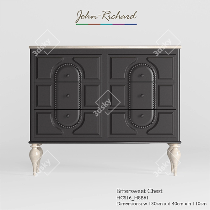 Elegant Carved Dresser with Contrasting Top and Legs - John Richard 3D model image 2