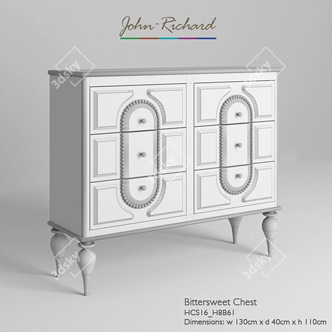 Elegant Carved Dresser with Contrasting Top and Legs - John Richard 3D model image 3