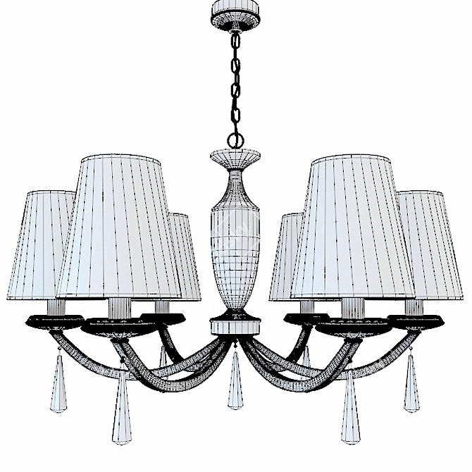 Elegant Crystal Chandelier with Black Fabric Shade 3D model image 2