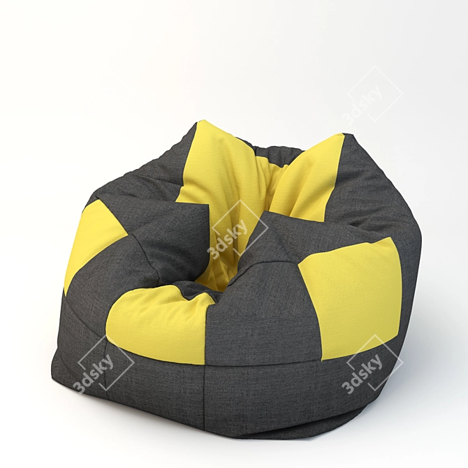 Cozy Cube Pouf: Yellow Comfort 3D model image 1
