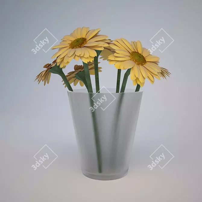 Blooming Gerbera in a Cup 3D model image 1