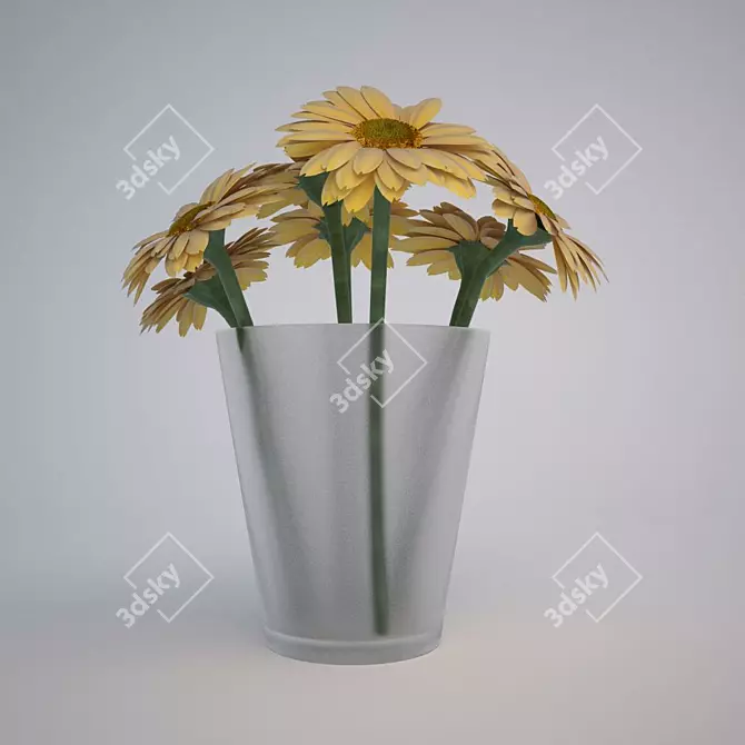 Blooming Gerbera in a Cup 3D model image 3